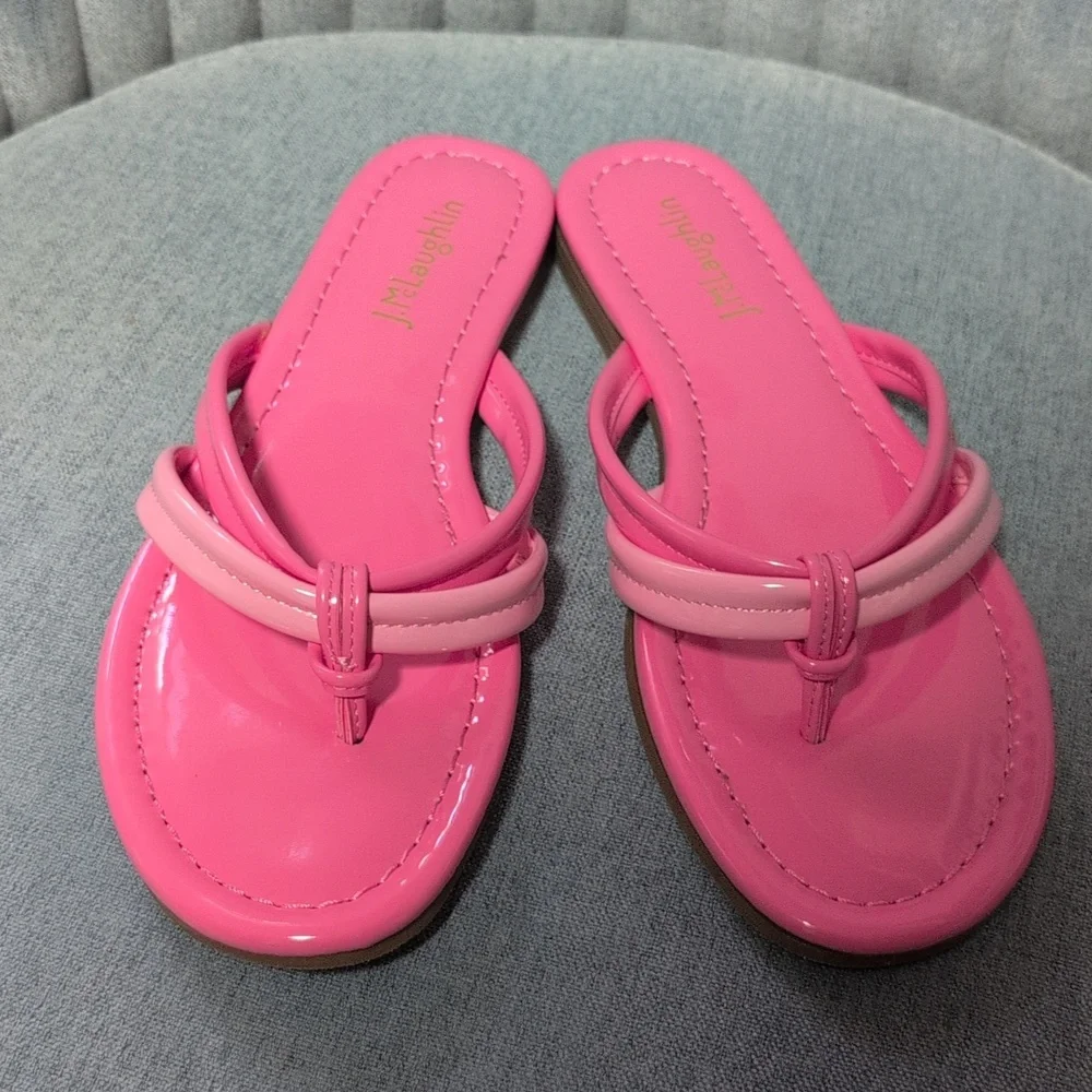 J. McLaughlin Caitlin Thong Sandal Pink with Dust Bag Box Size 7